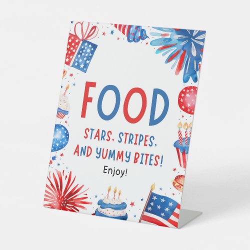 4th July Patriotic Red White and Blue Food Sign