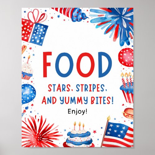 4th July Patriotic Red White and Blue Food Sign