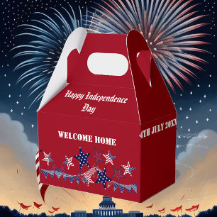 4th July Patriotic Star Welcome Home Soldier BBQ Favor Boxes