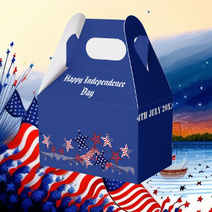4th July Patriotic Stars American Flag BBQ Party Favor Boxes