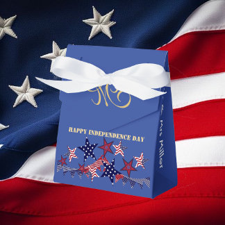 4th July Patriotic Stars Monogram Custom Party Favor Boxes