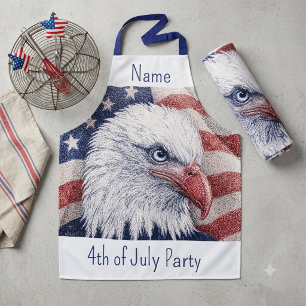 4th July Patriotic USA Red White Blue Eagle Party Apron