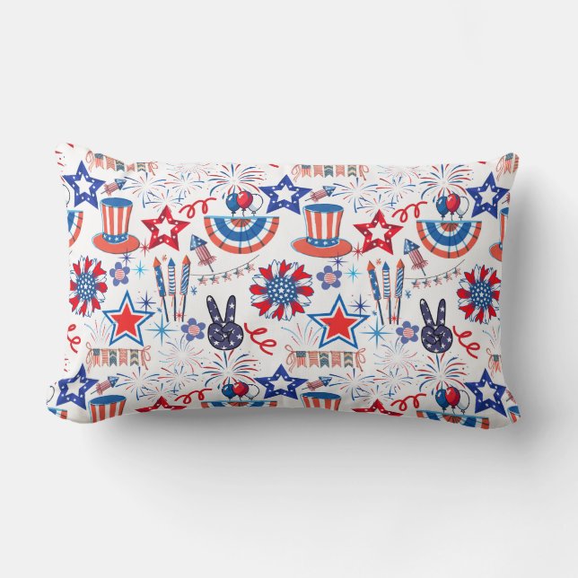 4th July Pattern 01x4 Lumbar Pillow (Front)