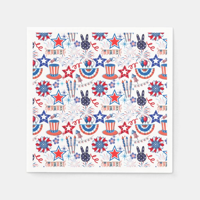 4th July Pattern 01x4 Napkins (Front)