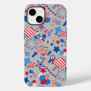 4th July Pattern 04x4 LGrey BG Case-Mate iPhone 14 Case
