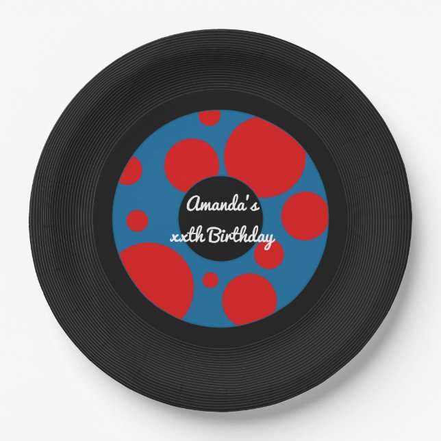 4th July Record Hop Party Paper Plates (Front)