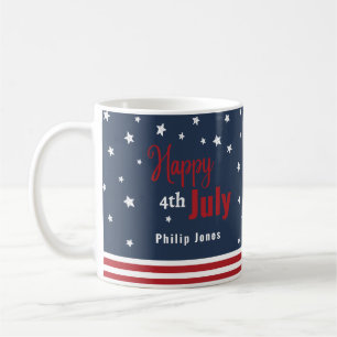 4th july red white and blue gift coffee mug
