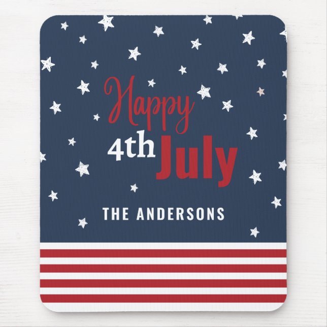 4th july red white and blue gift mouse pad (Front)