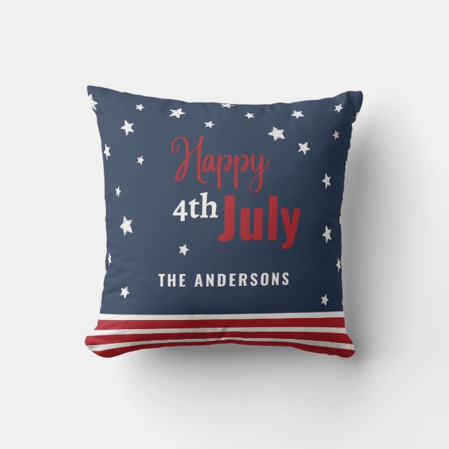 4th july red white and blue gift  throw pillow (Front)