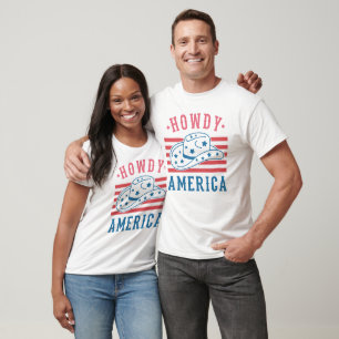 4TH JULY RETRO HOWDY AMERICA WESTERN T-Shirt
