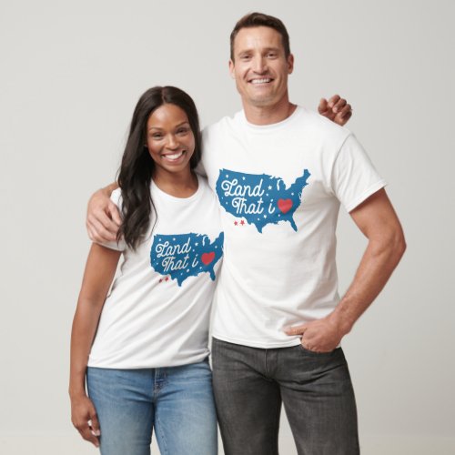 4TH JULY RETRO LAND THAT I LOVE USA MAP T_Shirt