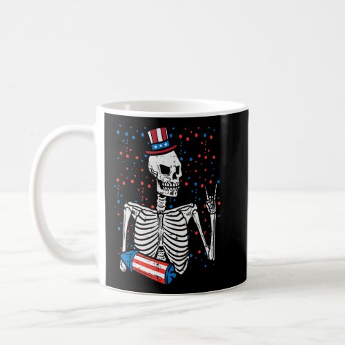4th July Rocker Skeleton Patriotic Rock Men Boys K Coffee Mug