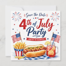  4th July Save the Date  Independence Day party  