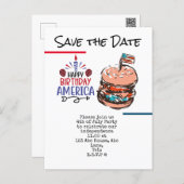  4th July Save the Date  Independence Day party   Postcard (Front/Back)