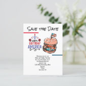  4th July Save the Date  Independence Day party   Postcard (Standing Front)