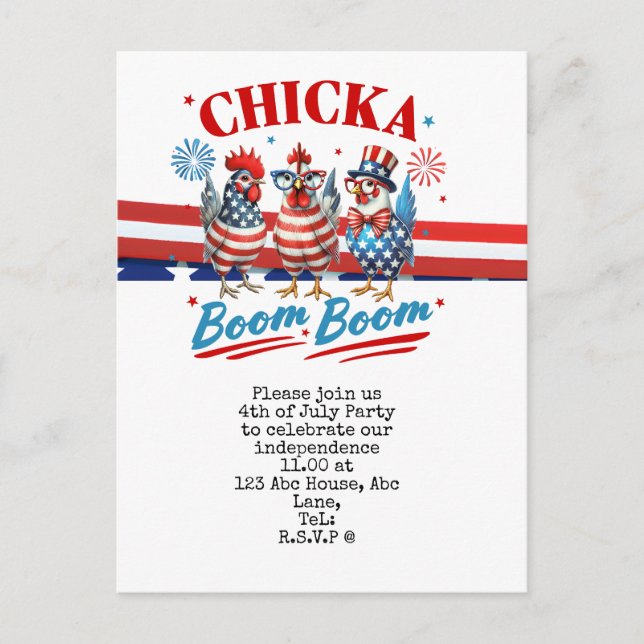  4th July Save the Date  Independence Day party    Postcard (Front)