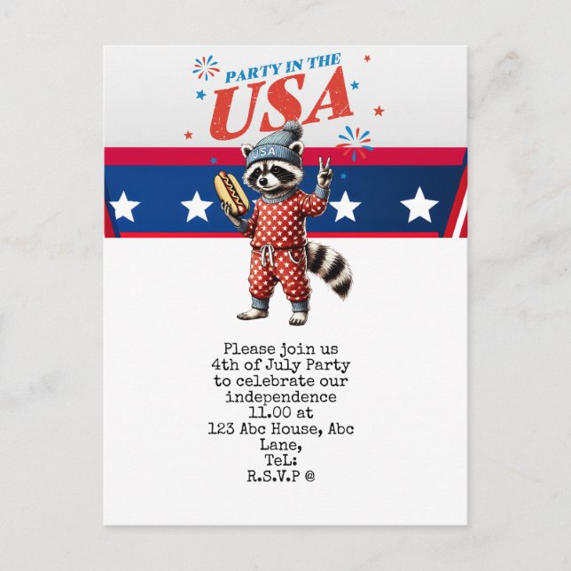  4th July Save the Date  Independence Day party    Postcard (Front)