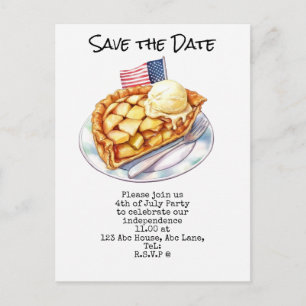  4th July Save the Date  Independence Day party   Postcard