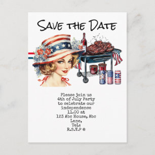  4th July Save the Date  Independence Day party   Postcard