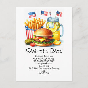 4th July Save the Date  Independence Day party Postcard
