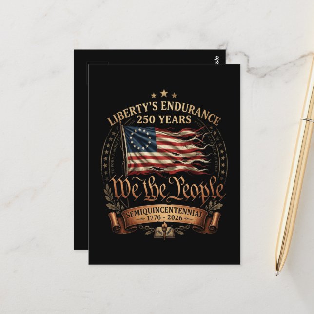4th July Semiquincentennial 1776-2026 Postcard (Front/Back In Situ)