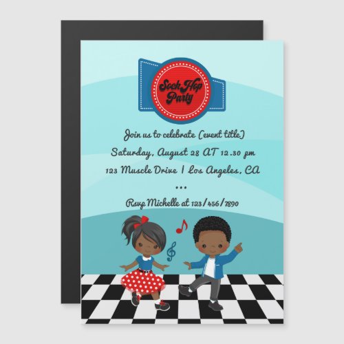 4th July Sock Hop Party Magnetic Invitation