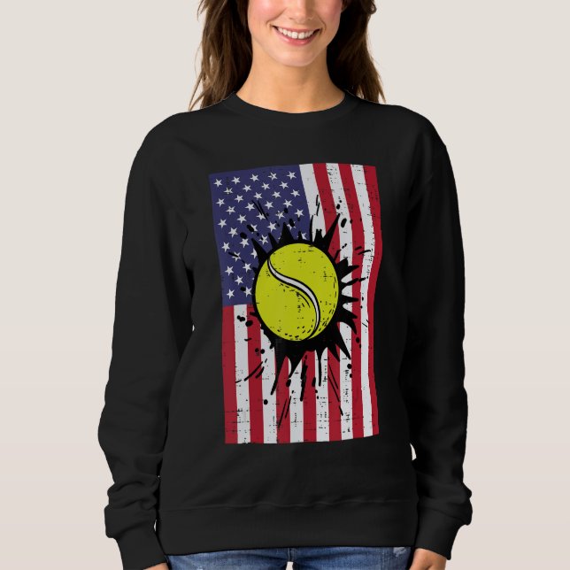 4th July Tennis America Flag Patriotic Men Boys Ki Sweatshirt (Front)