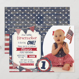 4th July Themed Custom Photo Invitation
