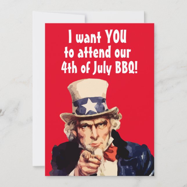 4TH JULY UNCLE SAME BBQ PARTY CUSTOM Invitations (Front)
