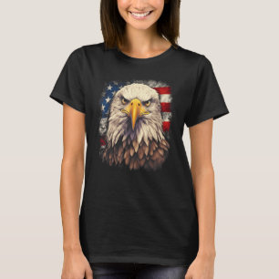 4th July US Flag Bald Eagle Proud American Men Wom T-Shirt