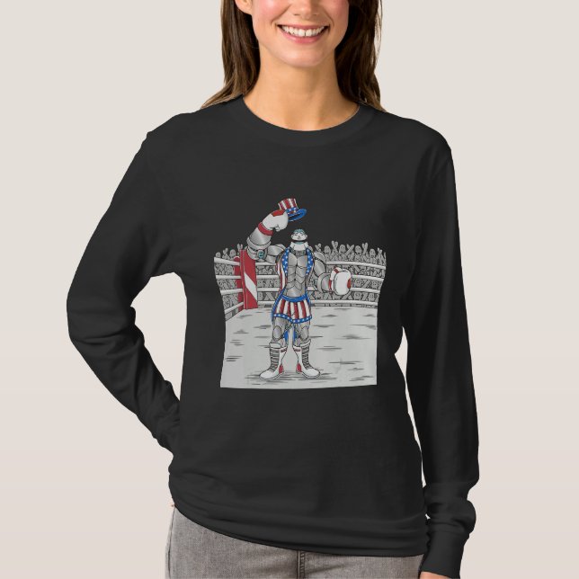4th July USA Boxing Fitness Gym Artificial Intelli T-Shirt (Front)