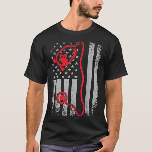 4th July vintage retro USA flag Night Nurse T_Shirt