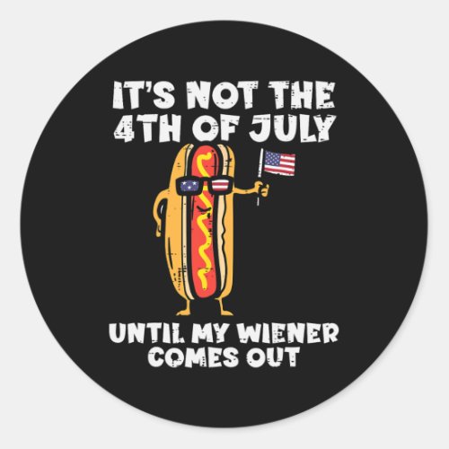 4th July Wiener Hotdog American Flag Patriotic Men Classic Round Sticker