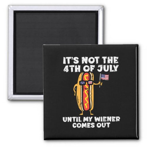 4th July Wiener Hotdog American Flag Patriotic Men Magnet