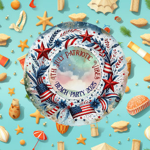 4th July Wreath Patriotic American Flag Sea Vibes Beach Towel