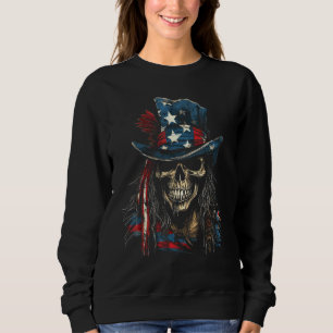 4th July Y'allternative USA Flag Western Skull Men Sweatshirt