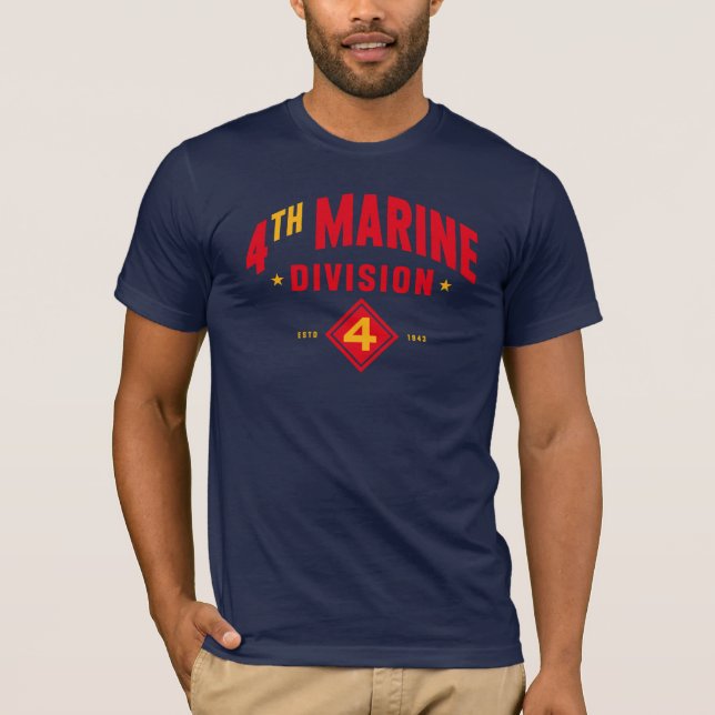 4th Marine Division "Fighting Fourth" Navy Blue T-Shirt (Front)