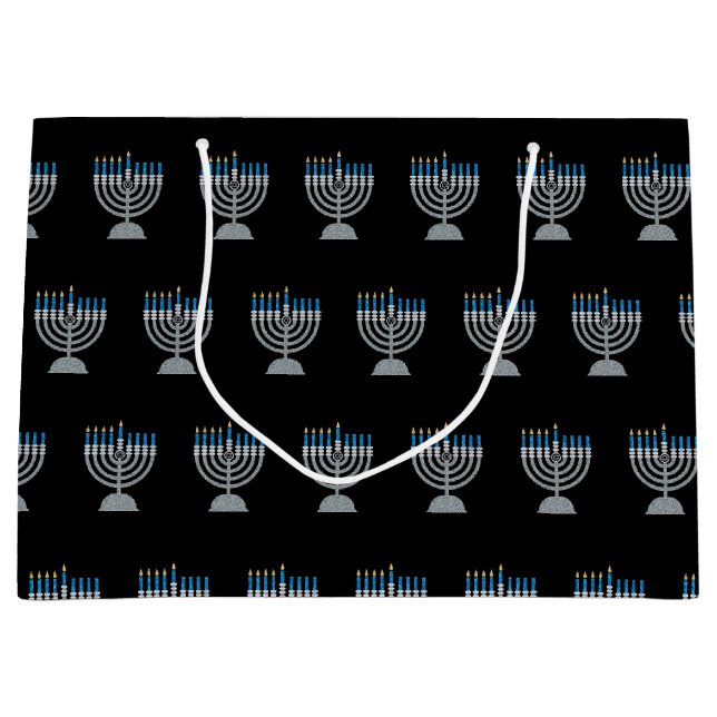 4th Night of Hanukkah Glitter Large Gift Bag (Front)