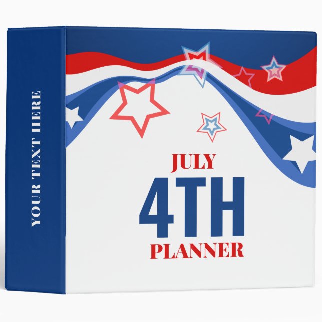 4th of juke planner Abstract US flag 3 Ring Binder (Front/Spine)