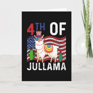 4Th Of Jullama LLama Patriotic US Flag 4th Of July Card