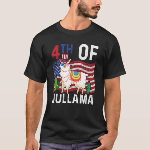 4Th Of Jullama LLama Patriotic US Flag 4th Of July T_Shirt