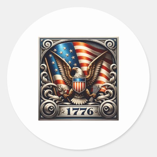4th of July 1776 Independence Day Classic Round Sticker