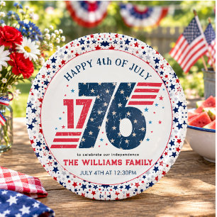 4th of July 1776 Independence Day Party Paper Plates