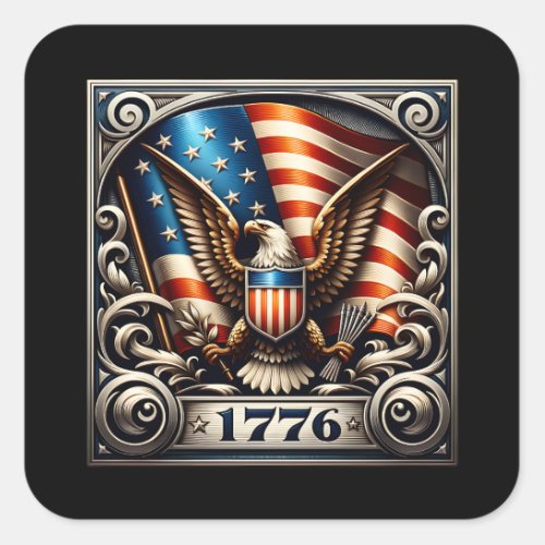 4th of July 1776 Independence Day Square Sticker