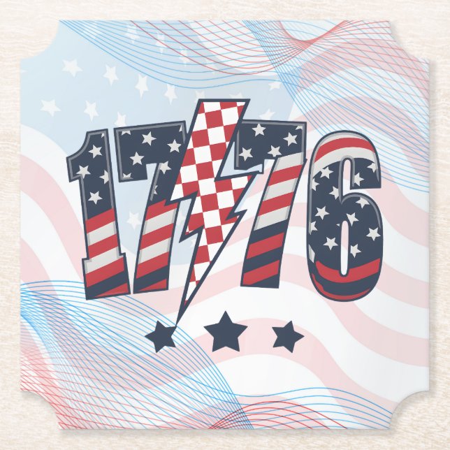 4th of July 1776 Paper Coaster (Front)