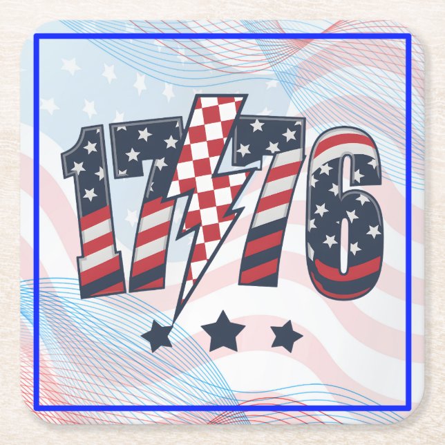 4th of July 1776 Square Paper Coaster (Front)