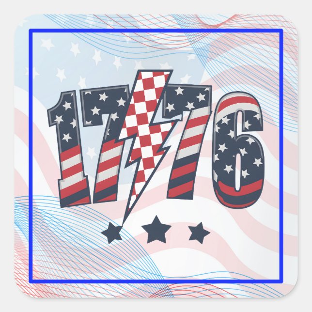 4th of July 1776 Square Sticker (Front)