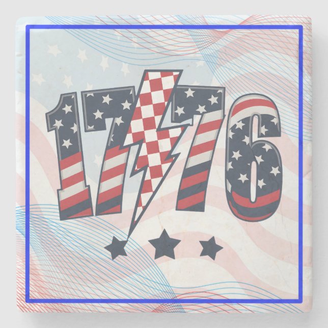 4th of July 1776 Stone Coaster (Front)