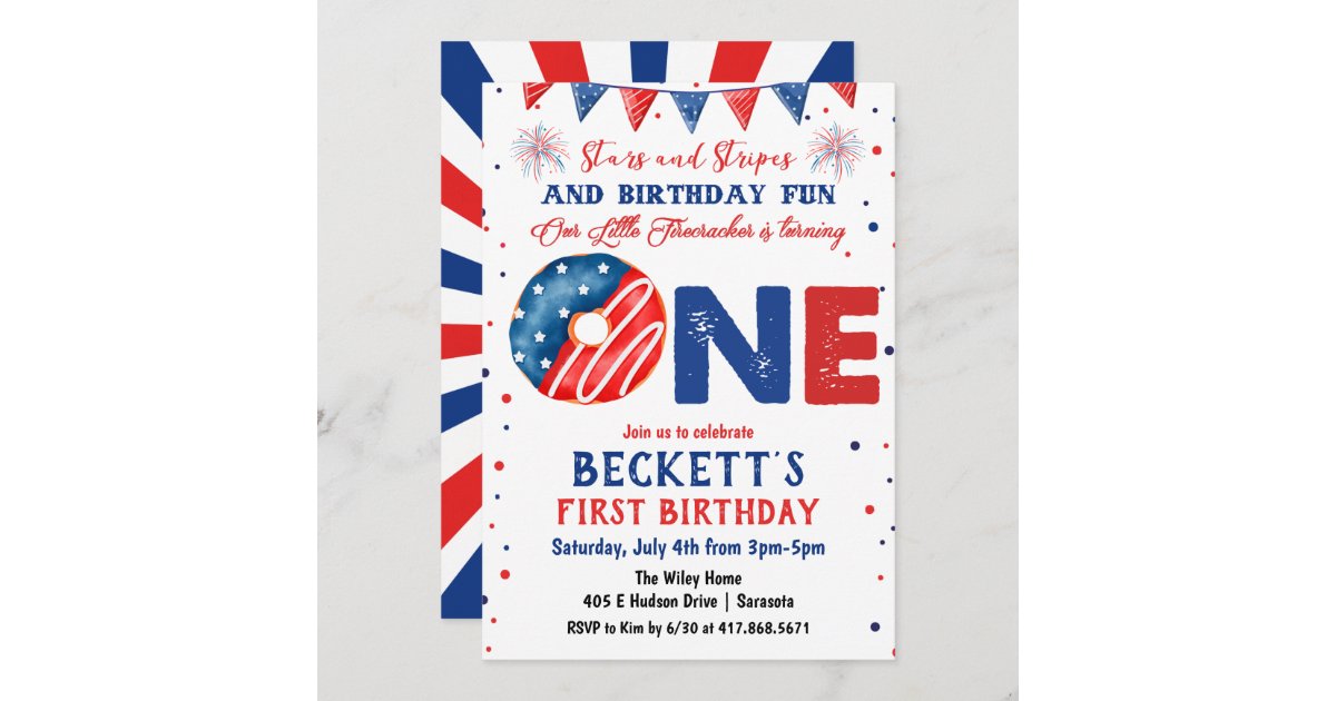 4th of July 1st Birthday Invitation | Zazzle