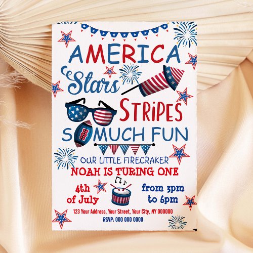 4th of July 1st Birthday Invitation